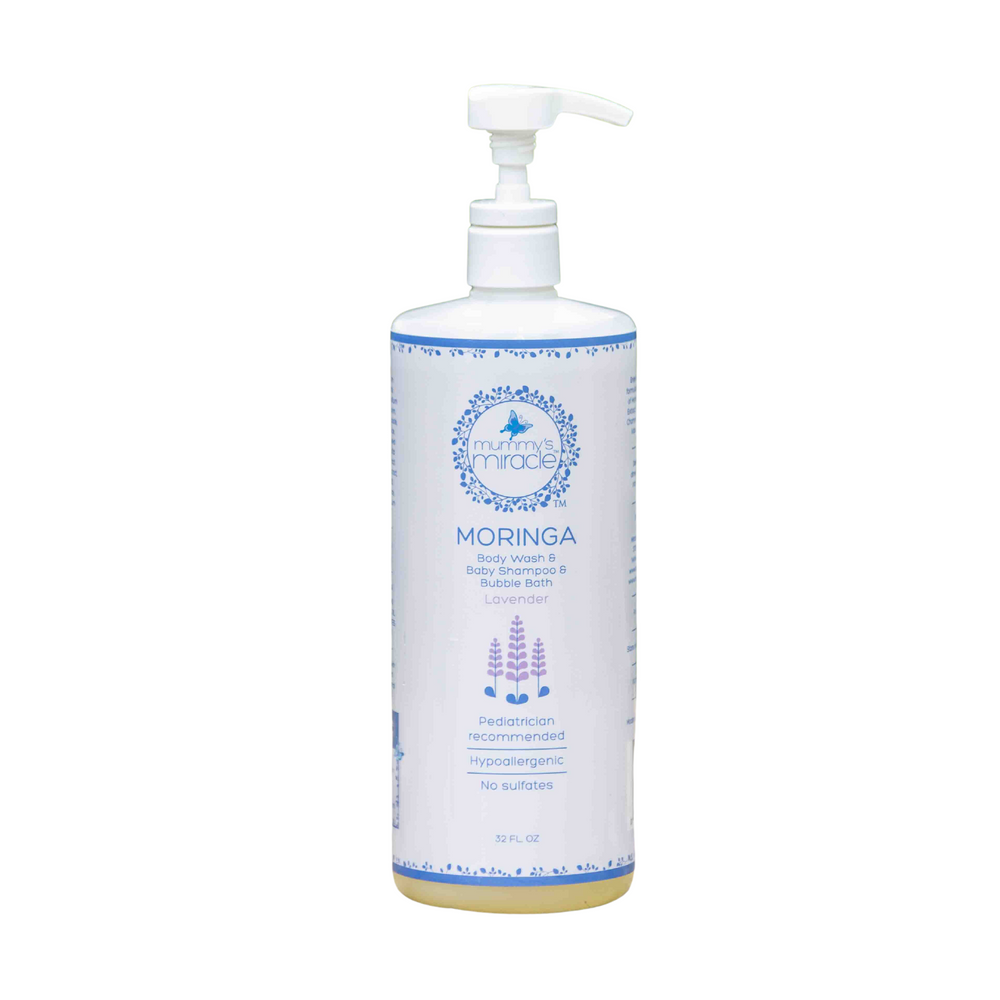 Moringa Body Wash & Baby Shampoo & Bubble Bath - Lavender 32oz